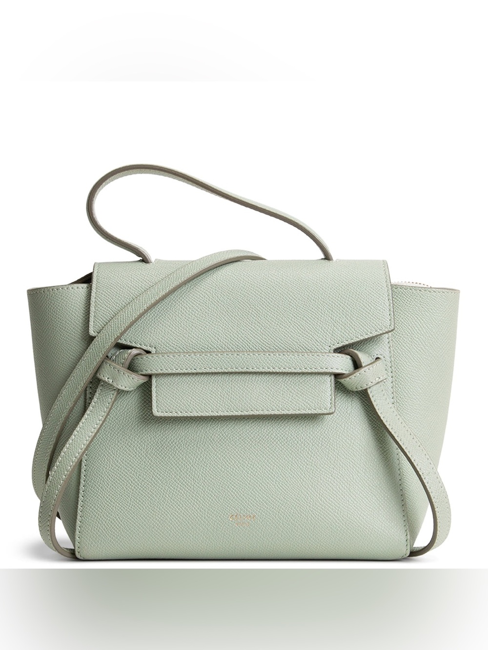 Authentic Celine Grained Calfskin Nano Belt Bag Pastel Green